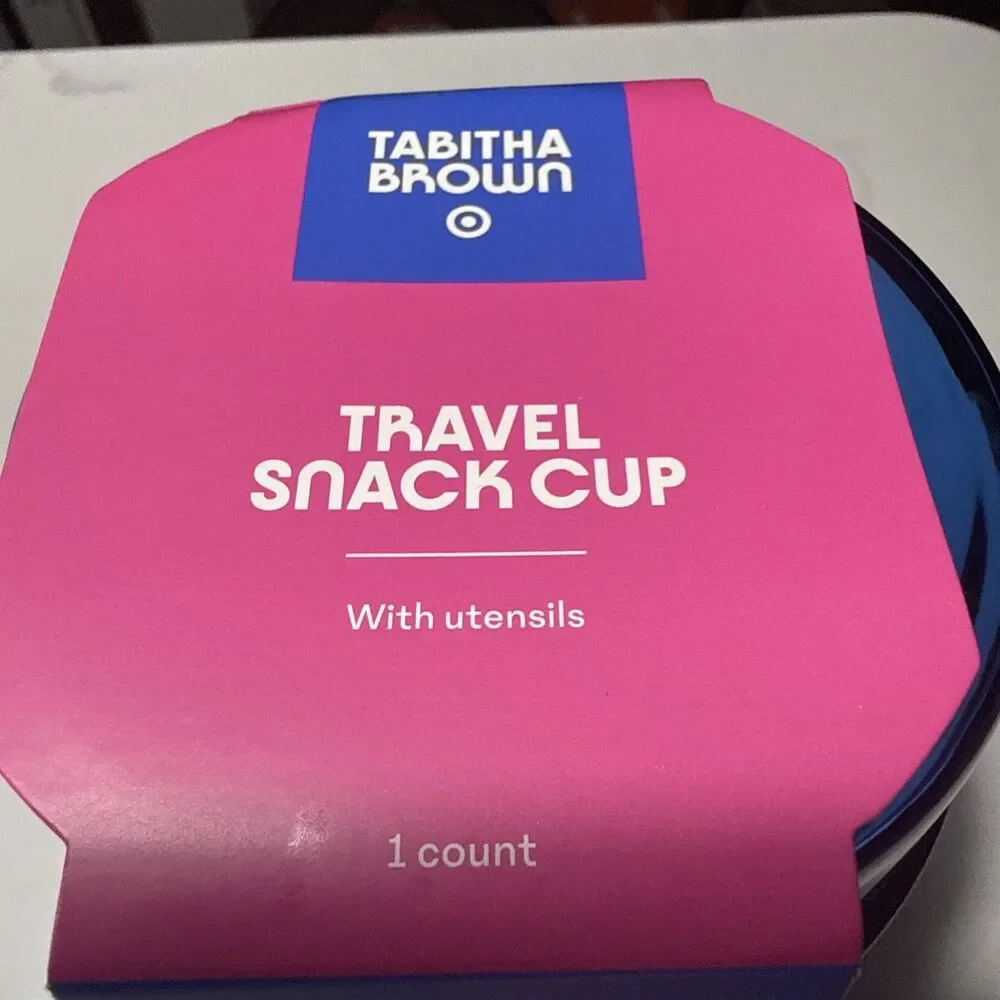 Tabitha Brown Target Very Good Travel Snack Cup With Utensils Blue Green NEW